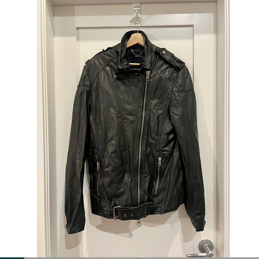 Muubaa Black Lamb Leather Moto Jacket – Size S